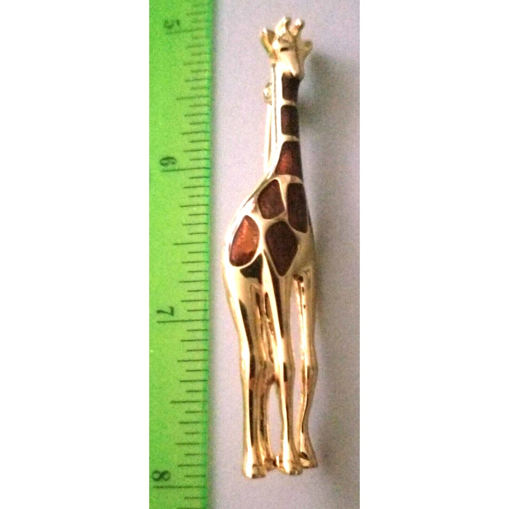 BROOCH Giraffe Gold Tone Enameled Liz Claiborne